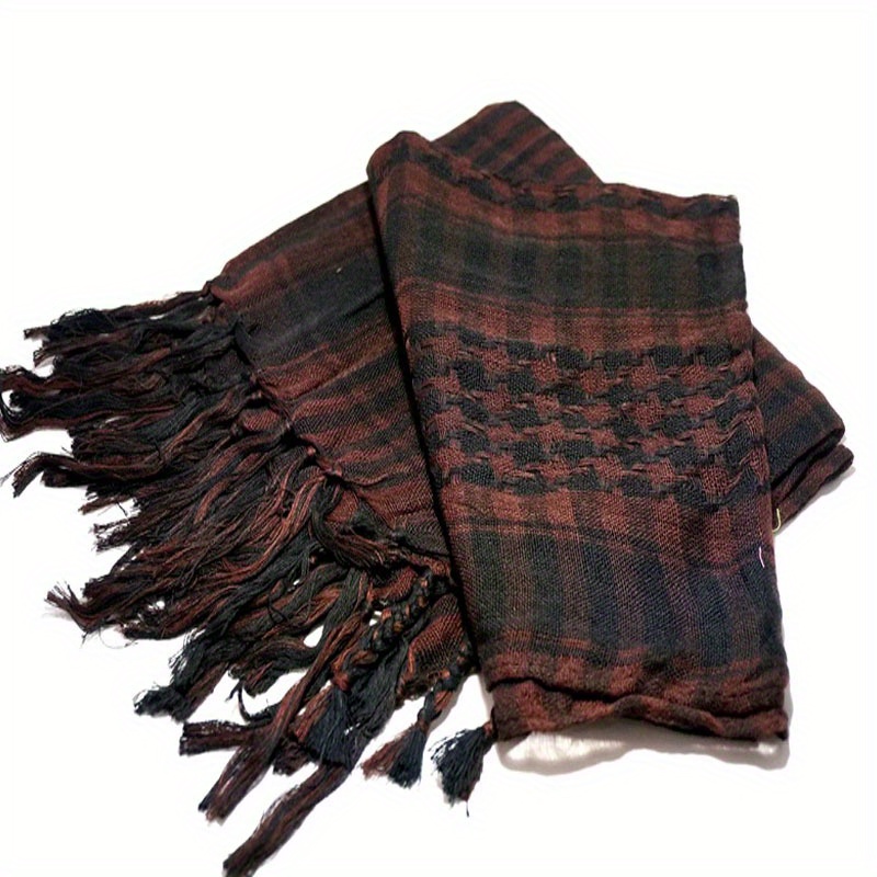 Eyicmarn Women Mens Plaid Tassel Arab Shemagh KeffIyeh Scarf Wrap