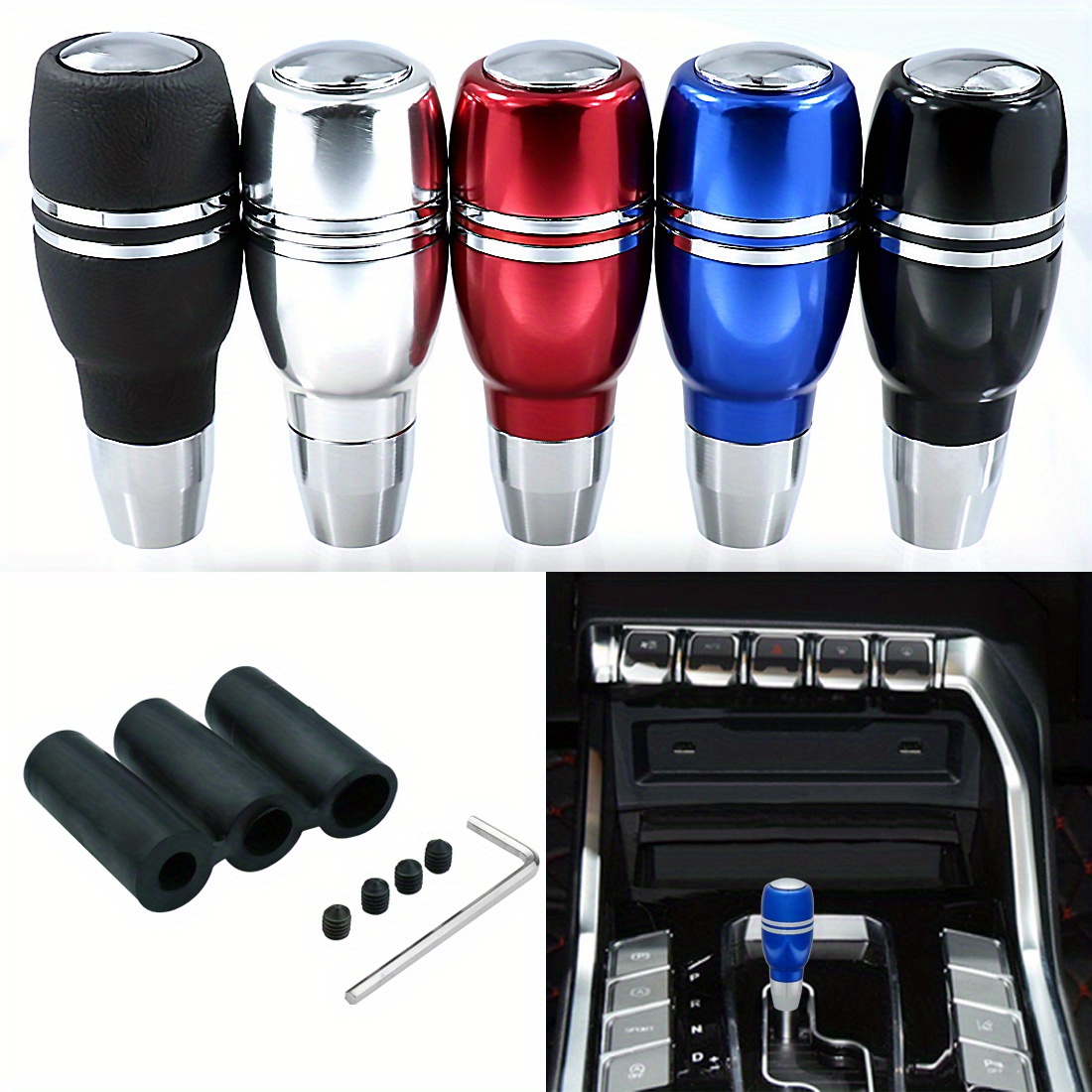 Automatic Shift Knob Button Leather Aluminum Alloy Polished Temu