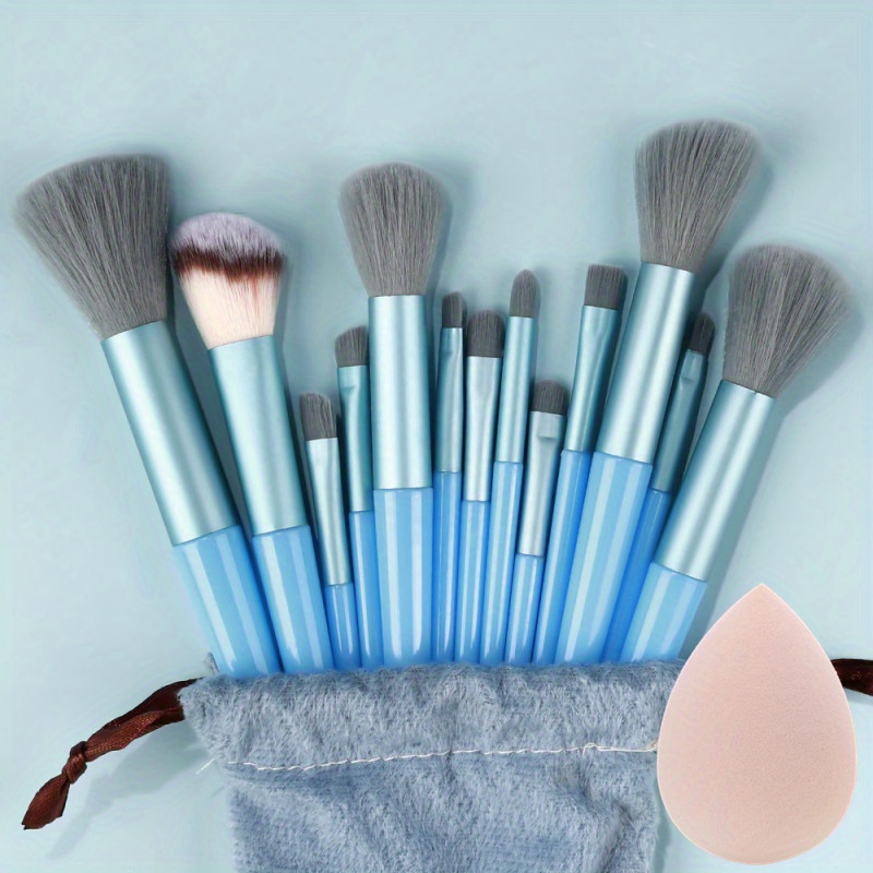 Blue Blush Brush, Soft Fluffy Hair Mushroom Head Make Up Brush for Bro –  TweezerCo
