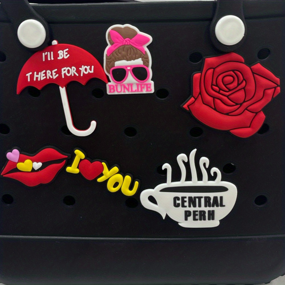 3-6Pcs Cartoon Charms for Beach Bag, Creative Silicone Accessories