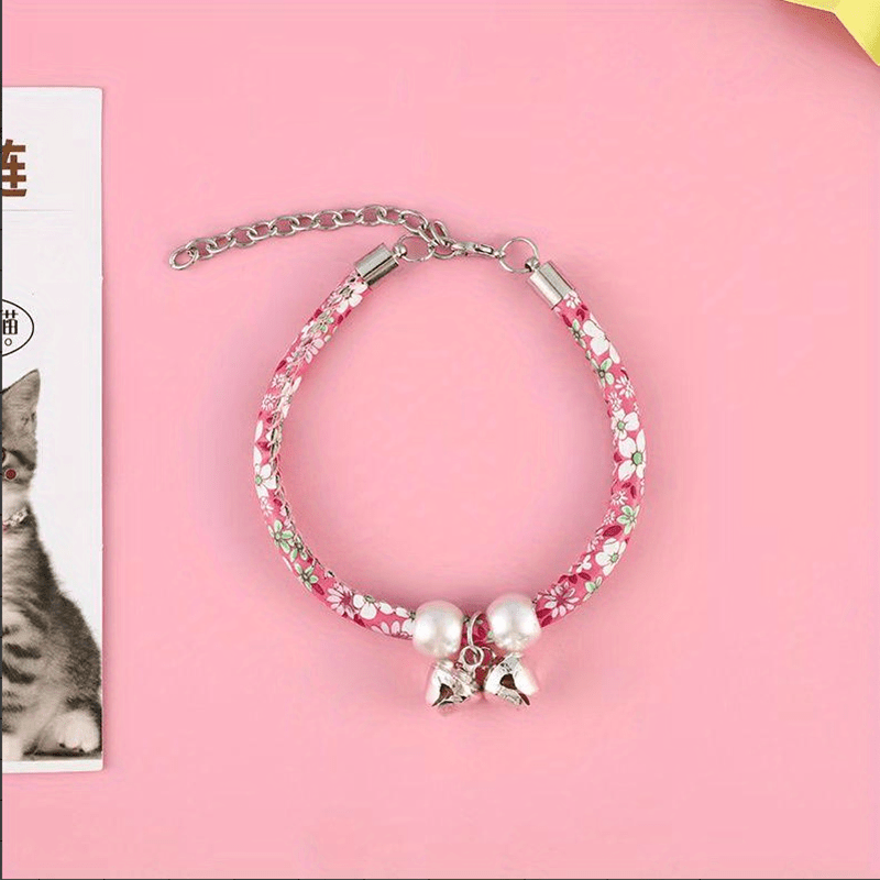 Floral Pattern Pet Cat Collars Bell Decor Cat Necklace Adjustable Cat Collar  - Temu Belgium