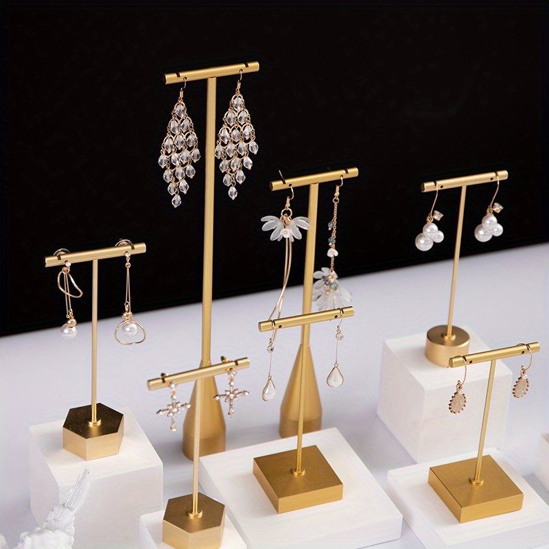 GISELA D 4 unids oro pendientes expositores para la venta pendiente T  soporte de exhibición al por menor para mostrar, organizador de joyería de  barra