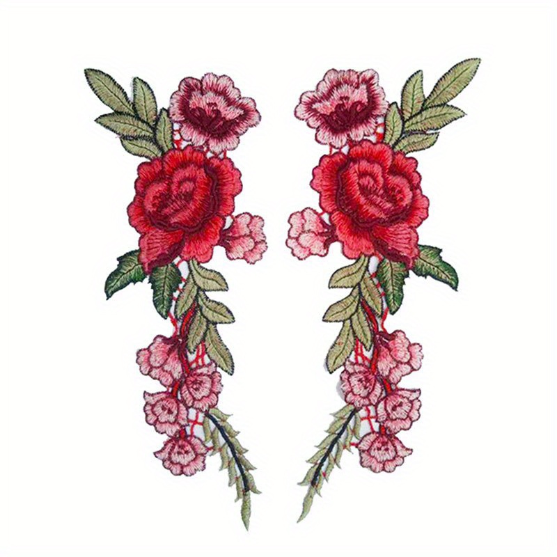 2pcs Beautiful Flowers Embroidered Iron on Applique Patches