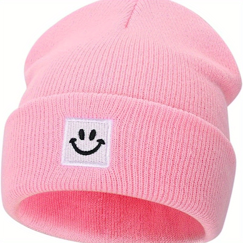 Winter Happy Face Fashion Trendy Warm Knitted Hat Micro Soft Beanie For Men And Women details 3