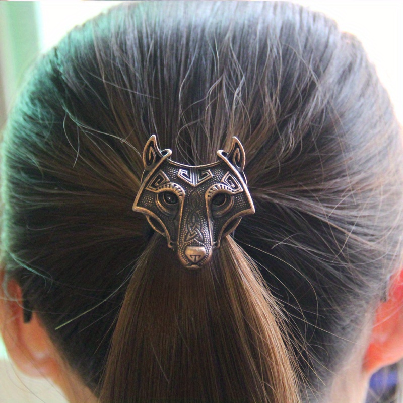 Viking Métal Loup Cheveux Cravate Animal Décor - Temu Canada