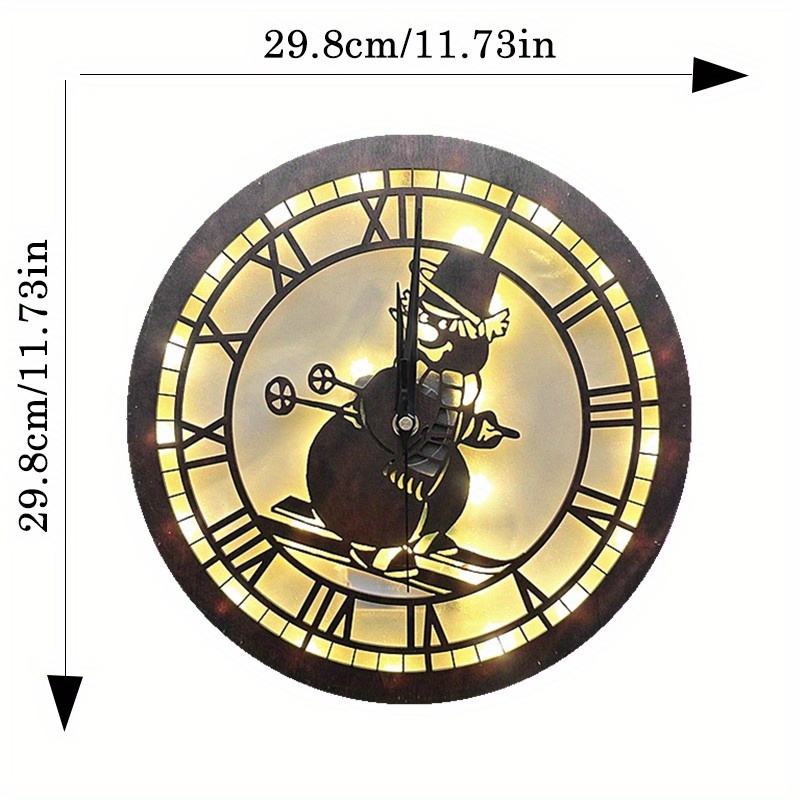Retro Wooden Christmas LED Lamp with Clock Function