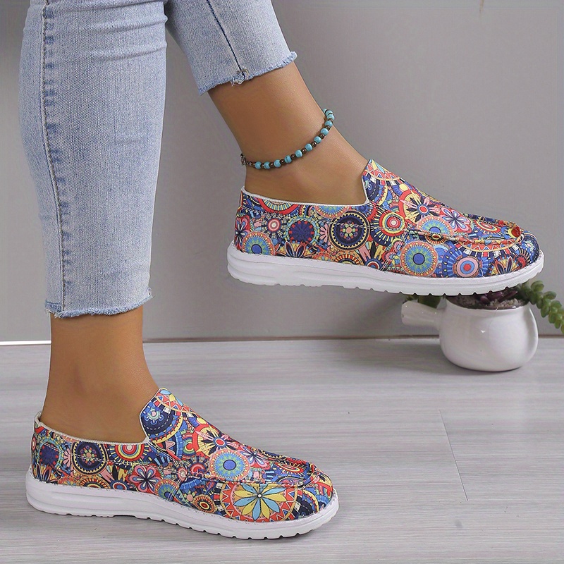 Hbeylia Women Shoes Linen Canvas Slip On Sneakers Lace Up Style Loafers Casual Printed Slip-On Flats Play Sneakers Lightweight Comfortable Sport Walking Shoes Loafers Tenis para Mujeres