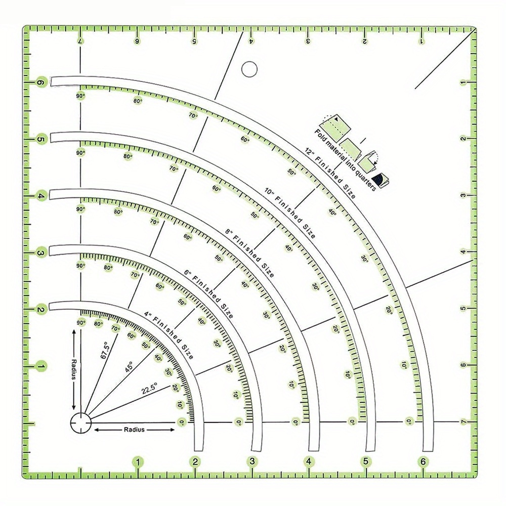 Fan Quilting Ruler Functional Two color Line Arc Cutting - Temu