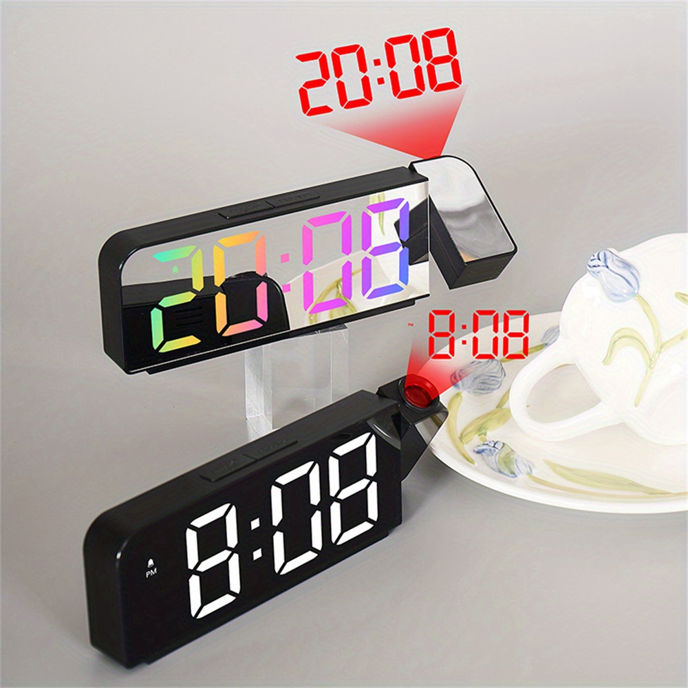 1pc 180 Rotation Digital Led Projection Alarm Clock Night Mode Power