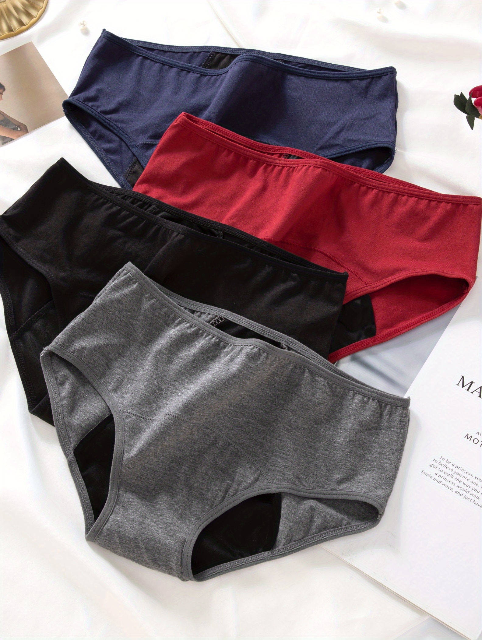 Plus Size Panties Set Women's Plus Simple Plain Mid Rise Temu