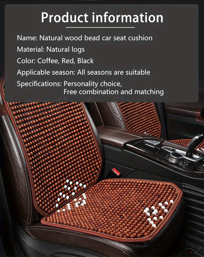 Car Backrest Seat Cushion Cover Wood Bead Summer Cool - Temu