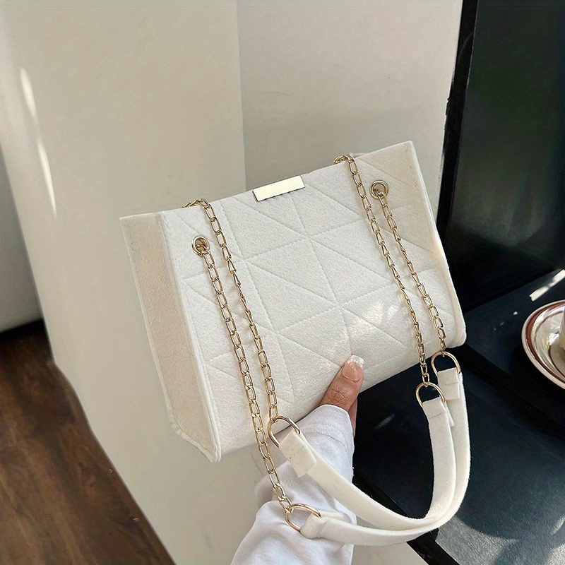 Felt Crossbody Bag Chain Shoulder Handbag