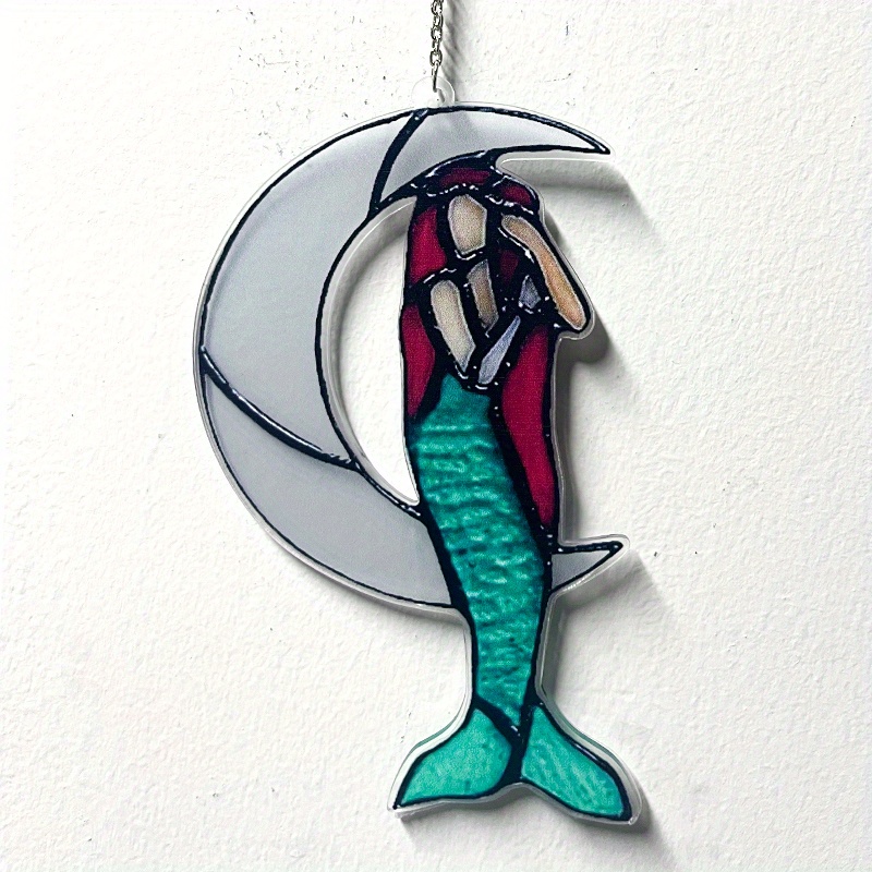 Acrylic Moon Sleeping Cat Window Decor