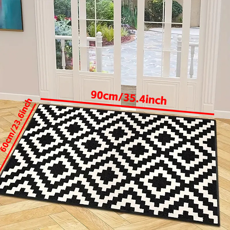 Black And White Diamond Rug Doormats Indoor Outdoor Rugs For - Temu Germany