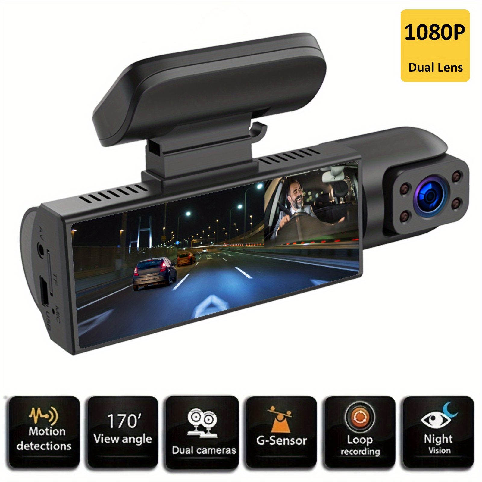 dash camera front and inside with 32g sd card 3 16inch dash cam 1080p g sensor high definition night vision loop recording wide angle car dvr details 5