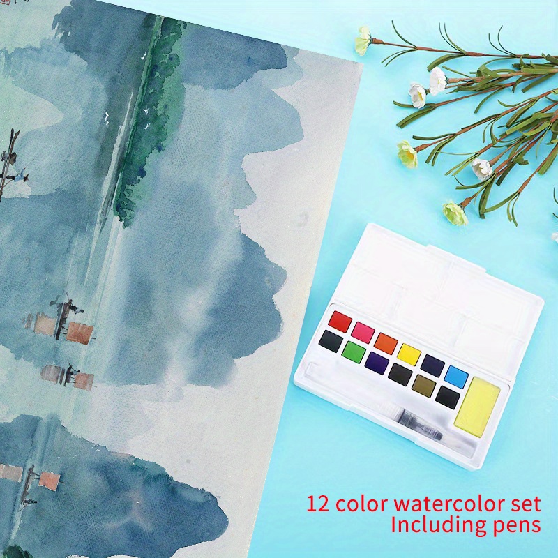 12 Colors Square Shaped Solid Watercolor Set For Adults - Temu