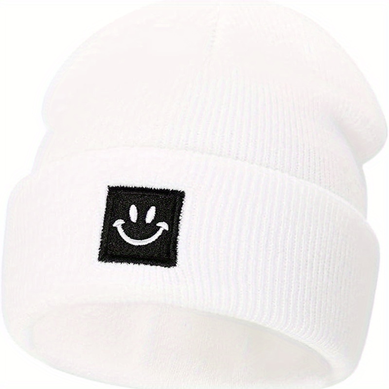 Winter Happy Face Fashion Trendy Warm Knitted Hat Micro Soft Beanie For Men And Women details 0