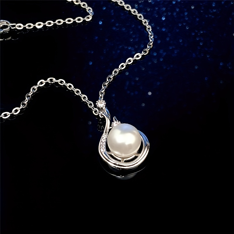 copper silver plated necklace platinum pearl pendant niche fine clavicle chain valentines day gift details 2