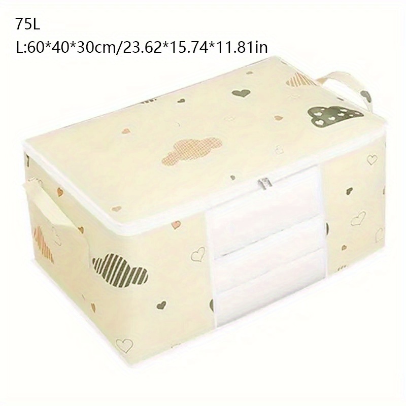 50L/75L Large Clothes Storage Bag Box Quilt Blanket Storage Sort