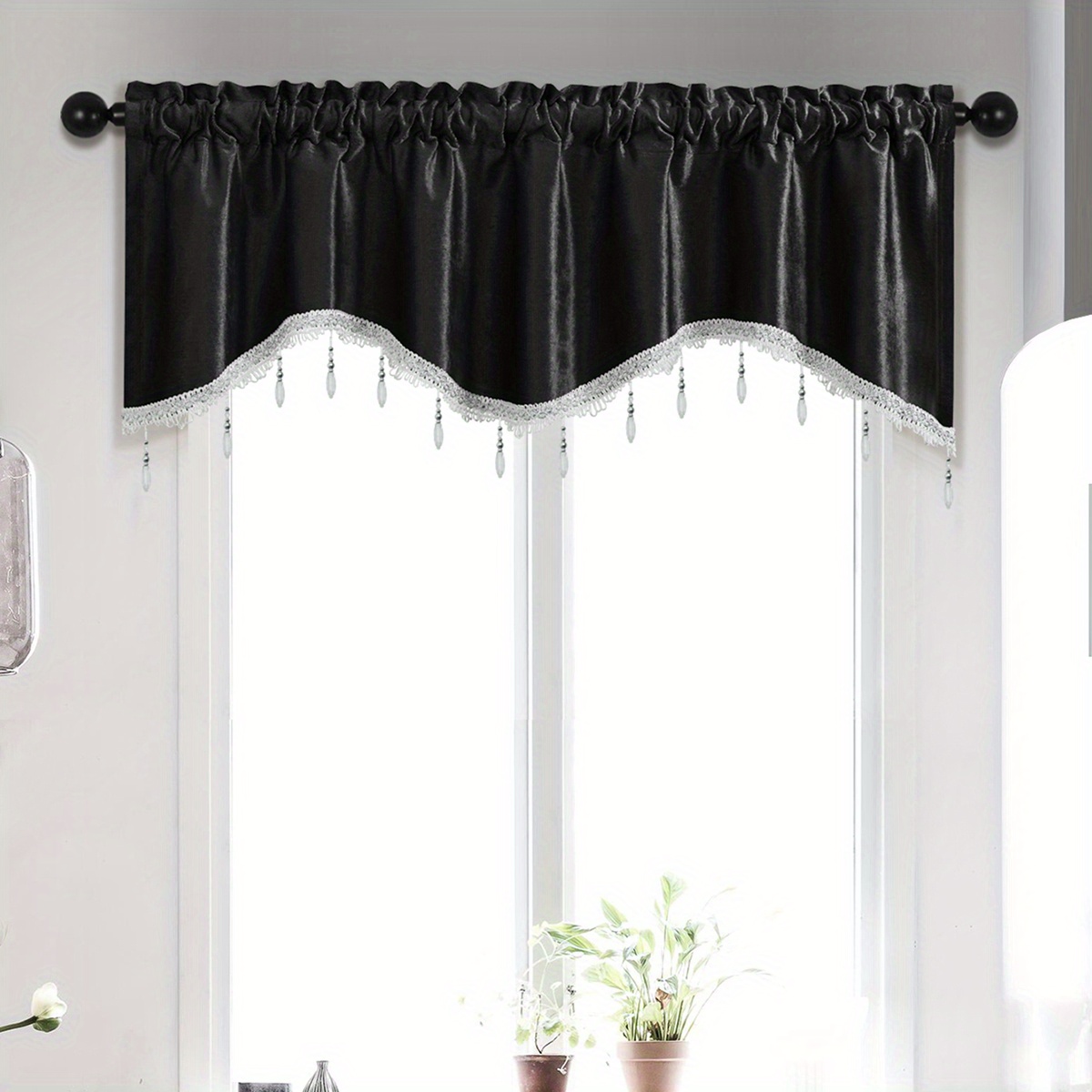 Cortinas de bolsillo de varilla ajustable para cocina y sala de