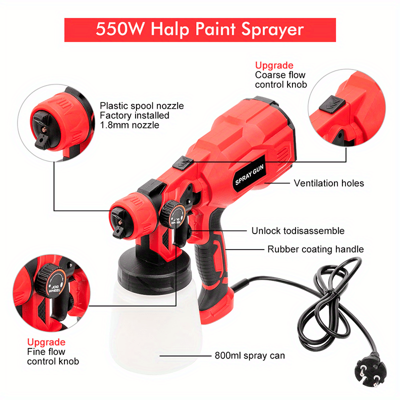Paint Sprayer Hvlp Spray Gun With Cleaning Blowing Joints 2 - Temu