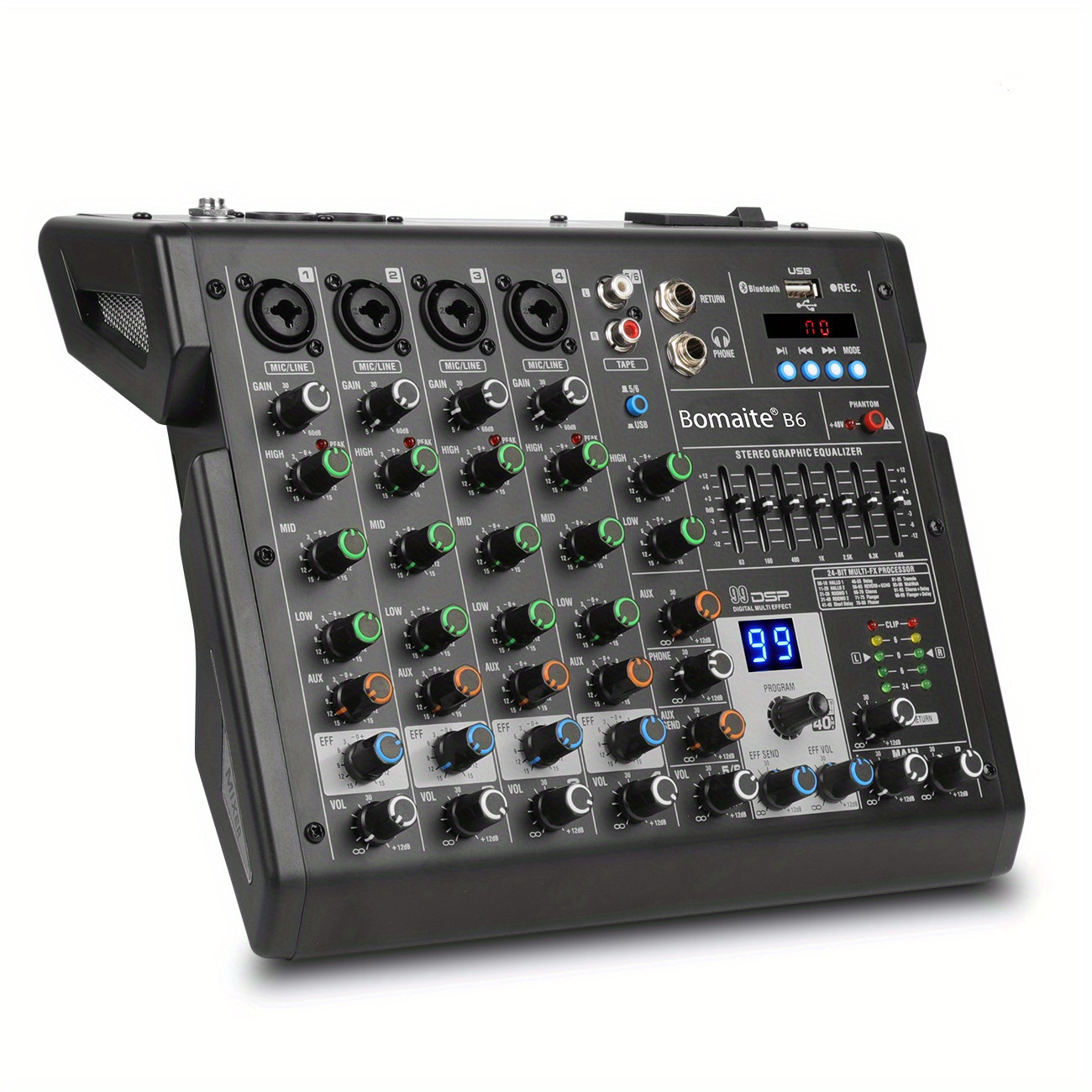 Bomaite B8 Professional 8 Channel Audio Mixer With 99 Dsp Effects