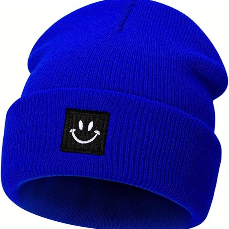 Winter Happy Face Fashion Trendy Warm Knitted Hat Micro Soft Beanie For Men And Women details 1