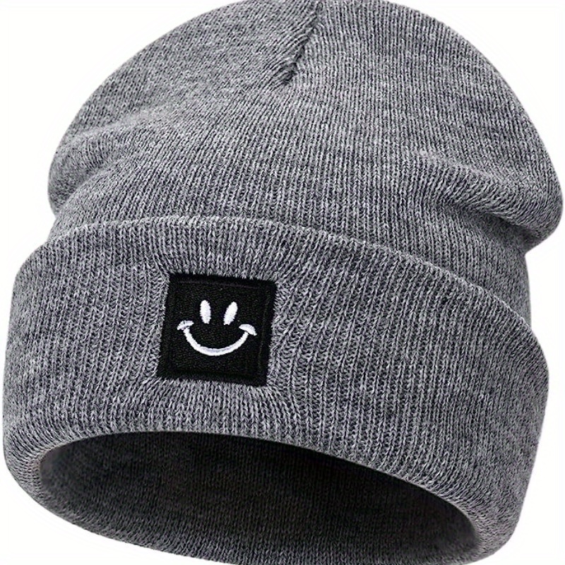 Winter Happy Face Fashion Trendy Warm Knitted Hat Micro Soft Beanie For Men And Women details 6