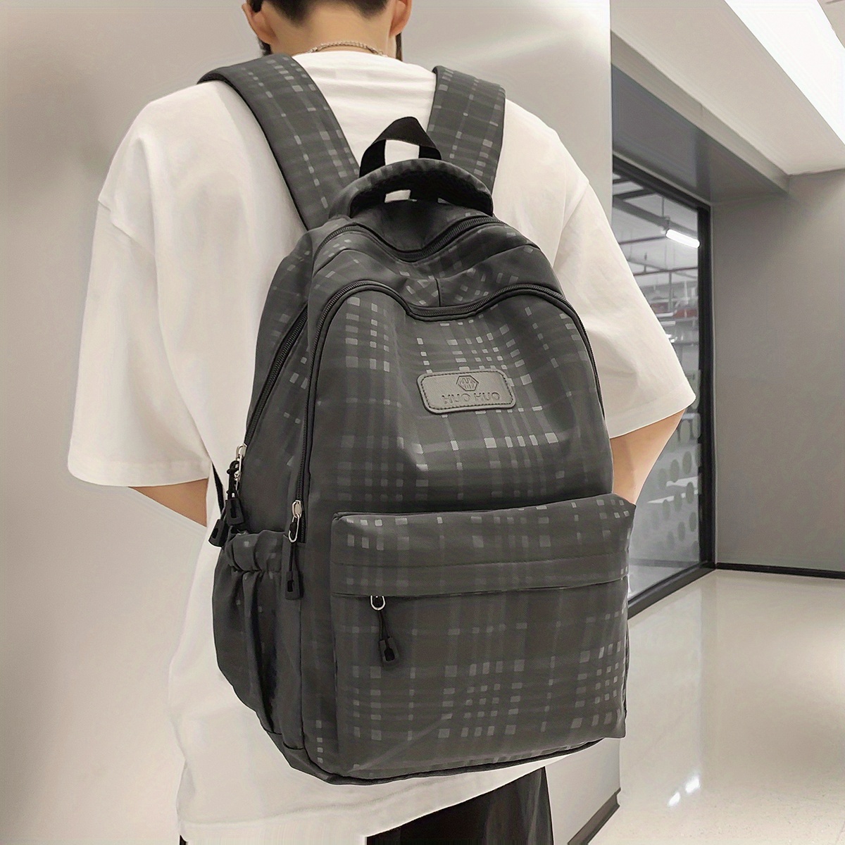 1pc Plaid Large Capacity Backpack For Women, Versatile Casual School Bag