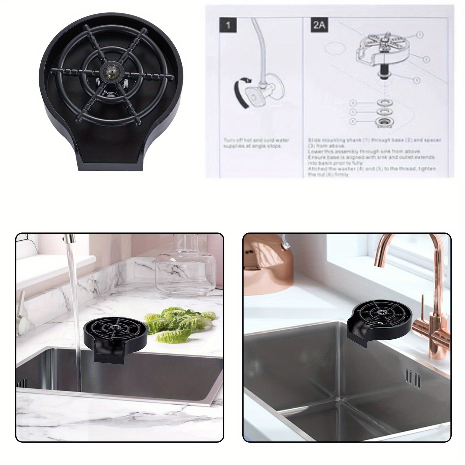 Kitchen Sink Glass Washer Black Sink Glass Washer Multiple Temu