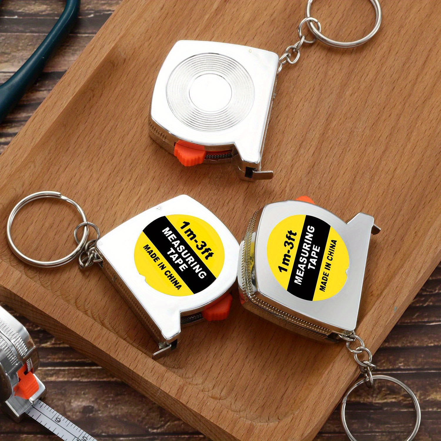 Retractable Rubber Tape Measure Keychain - Personalization
