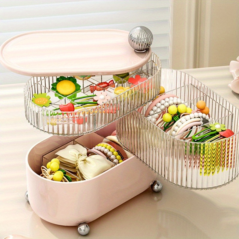 Dustproof Storage Box with Dividers for Cosmetics and Hair Accessories