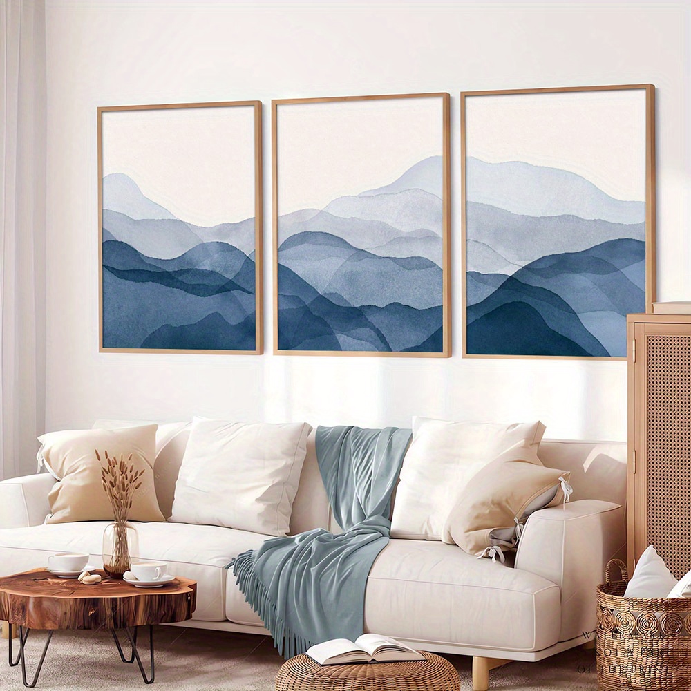 Nordic Modern Watercolor Mountains Abstract Painting - Temu