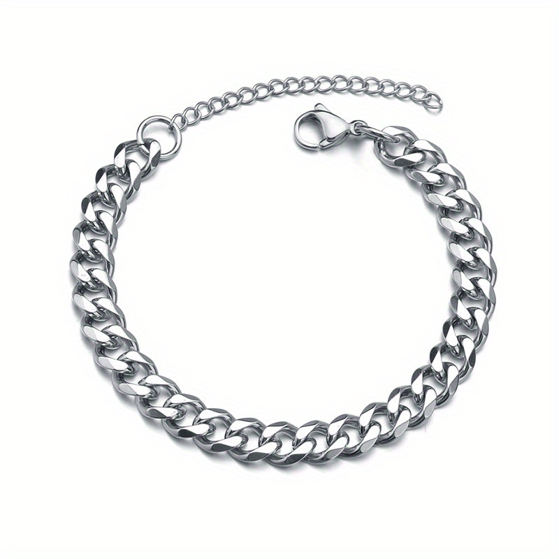 Image of Fashion Hip Hop Stainless Steel Cuban Chain Bracelet Jewelry For Men