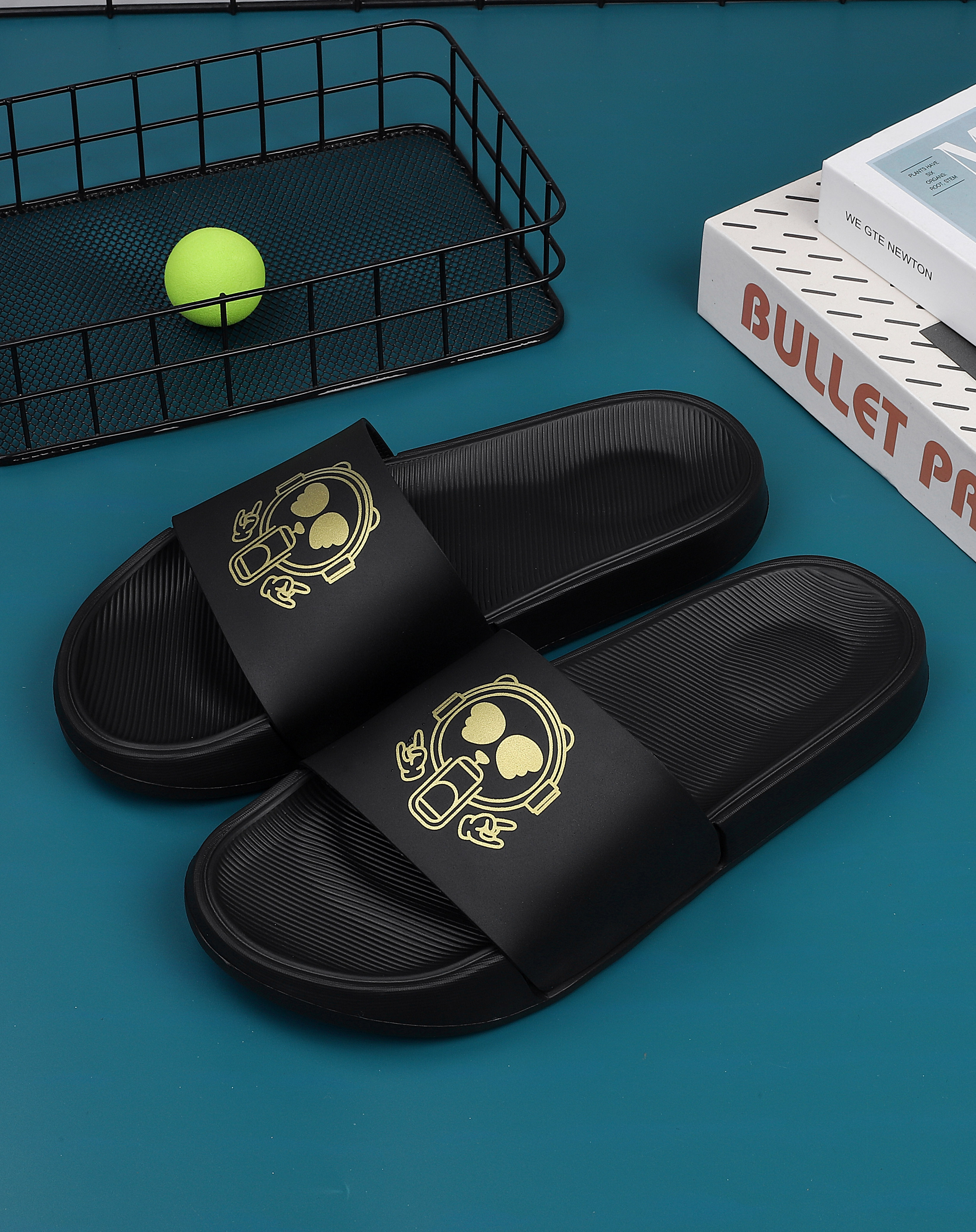 Men's Graphic Slides, Casual Non Slip Slippers, Open Toe Shoes For Indoor  Outdoor Beach Shower, Spring And Summer