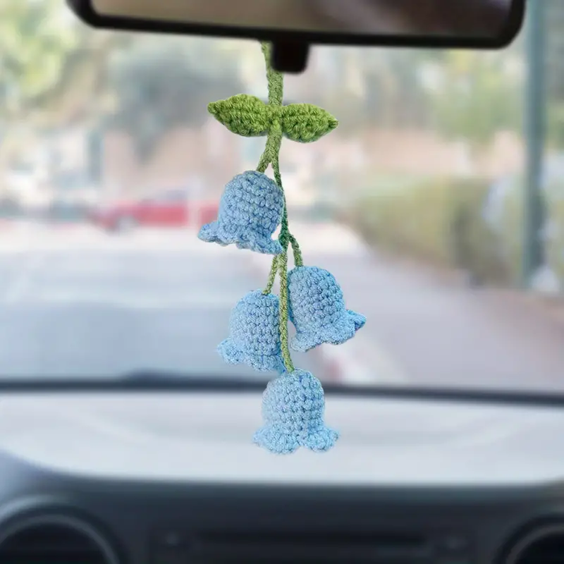 Cute Plants Crochet Rear View Mirror Accessories Handmade Car Mirror  Hanging Accessories Rearview Mirror Accessories Car Ornament Women Flowers, 24/7 Customer Service
