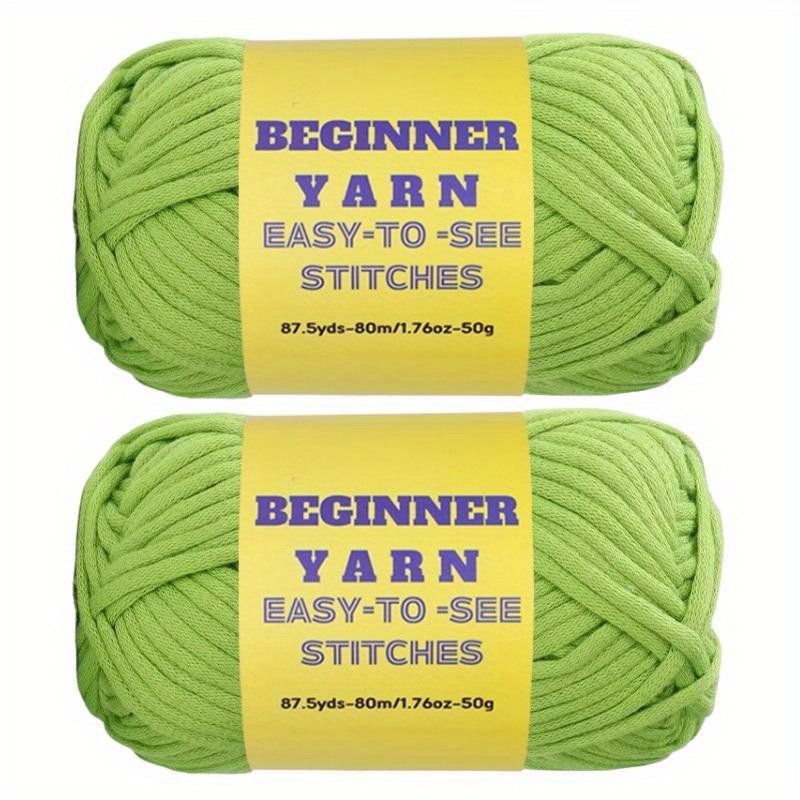 Beginner Yarn for Crocheting 2x1.76oz Yarn for Crocheting and Knitting with Easy-to-See Stitches, Chunky Yarn Cotton-Nylon Blend Yarn for Beginners