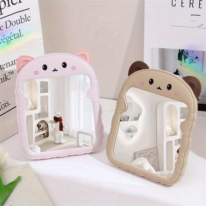 Desktop Cat Shape Makeup Mirror With Stand Cartoon Cute - Temu