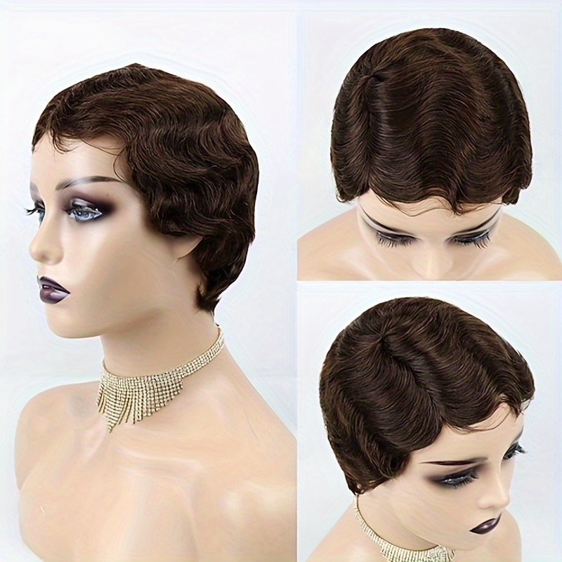 Brazilian Remy Human Hair Pixie Cut Wig Short Finger Wave Temu