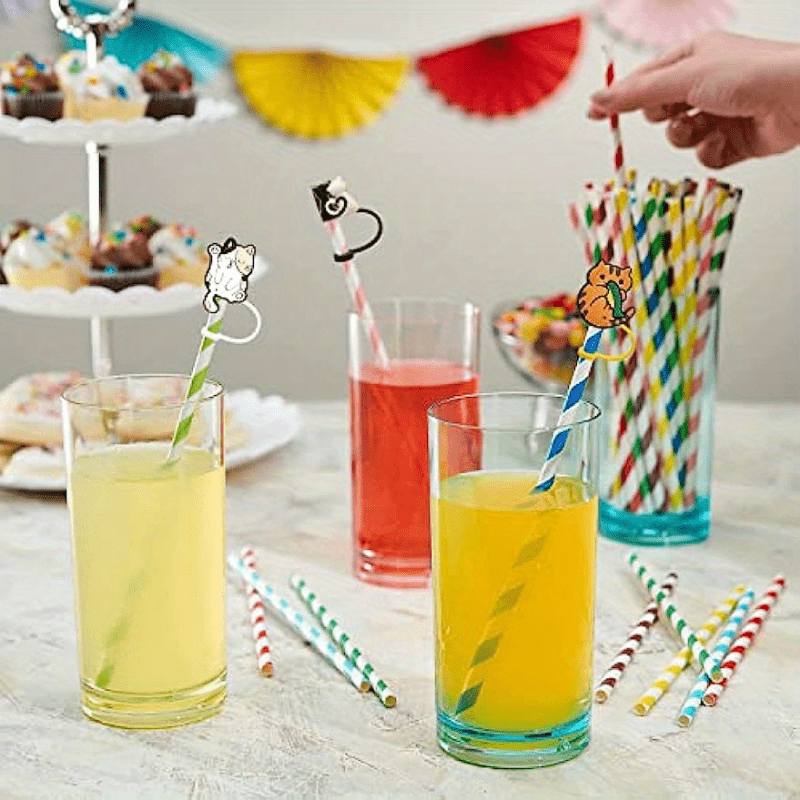 Reusable Silicone Straw Toppers - Cute Cartoon Cat Design - Dustproof And  Hygienic - Perfect Cup Accessories - Temu