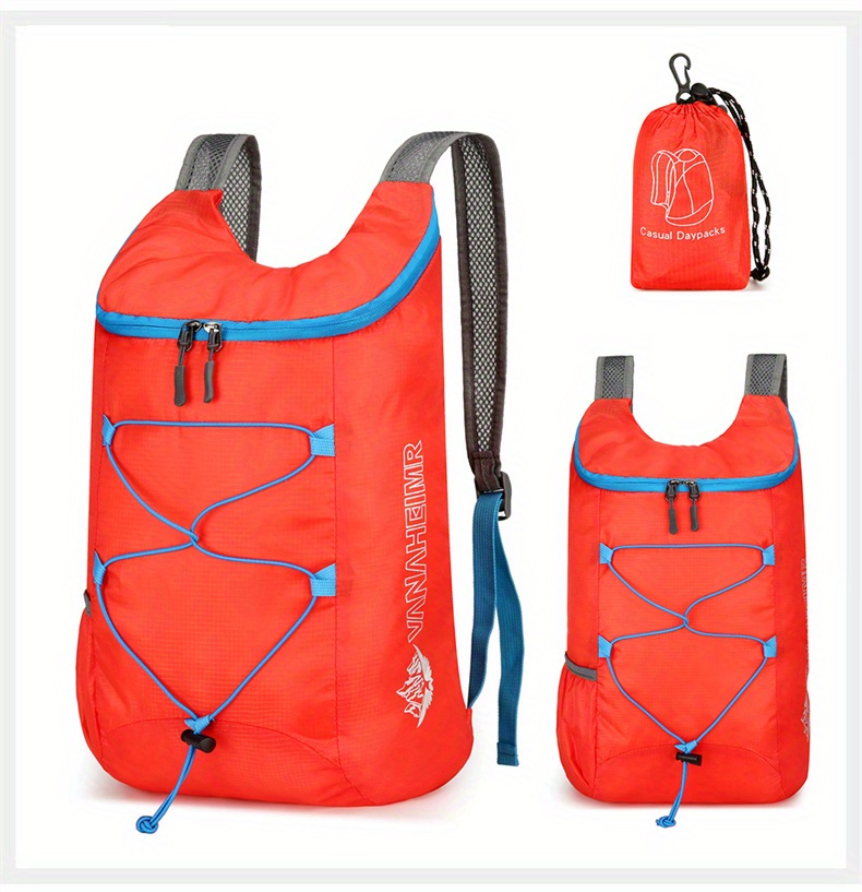 Mochila plegable ligera de 25 litros, práctica mochila plegable totalmente  impermeable para viajes, camping, al aire libre, Rojo -, Daypack