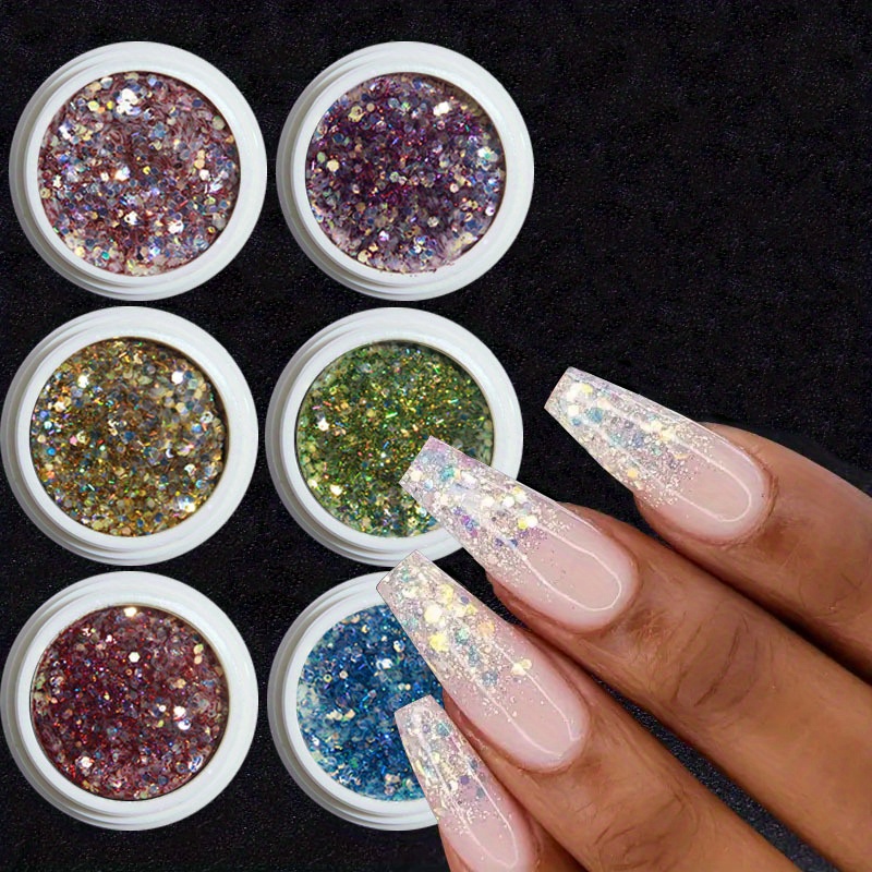 Fine Mermaid Glitter For Nails Sequins 6 Color Mixed - Temu