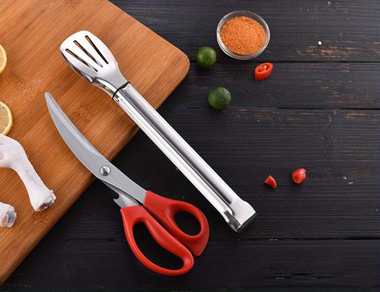 Stainless Steel Bbq Scissors Clip Set Korean Style Multi-function Scissors  Set Kitchen Multi-purpose Food Scissors Barbecue Scissors Barbecue Tongs  For Vegetable, Salads, Bbq, Toast Bread, Pastry, Sandwich - Temu