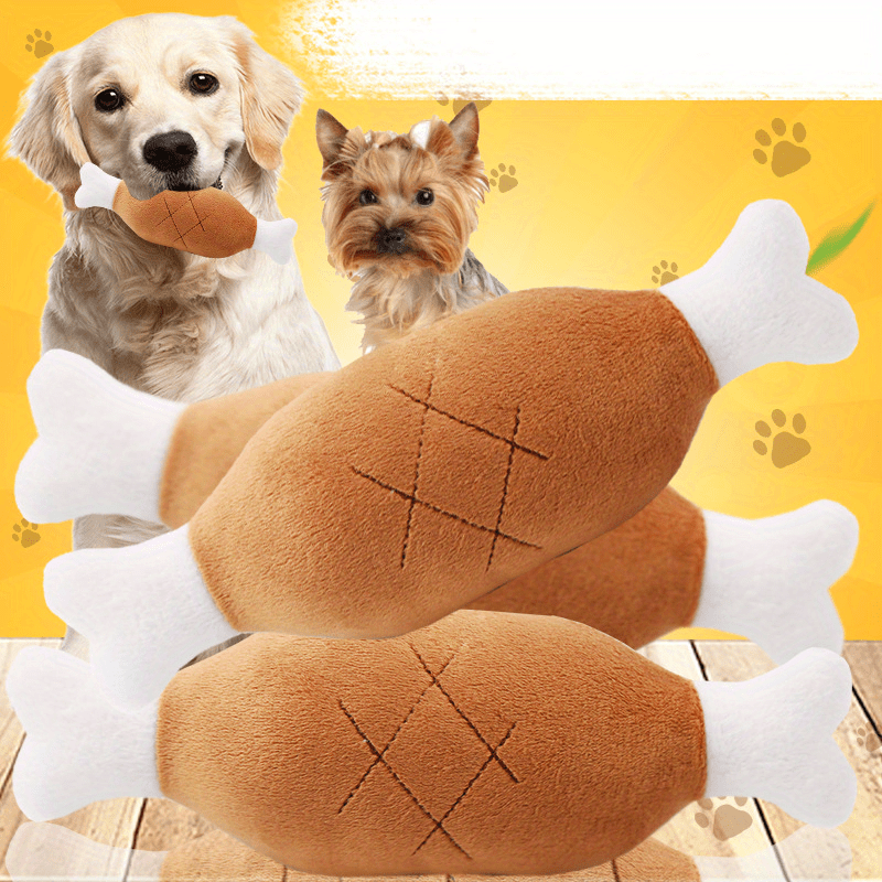 Dog Bone/carrot Plush Toys Puppy Pet Play Squeaky Drumstick - Temu