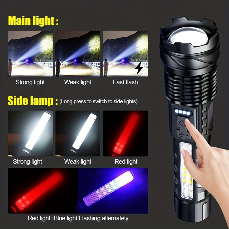 P50 LED Flashlight, Super Bright LED Flashlights Handheld Mini Lamp,  Tactical Zoomable Waterproof Torch Lamp For Camping Emergency Daily Use
