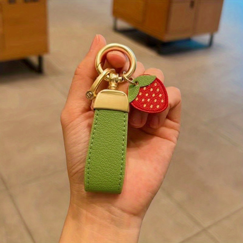 Fashion PU Leather Keychain Leather Strawberry Orange Fruits Key