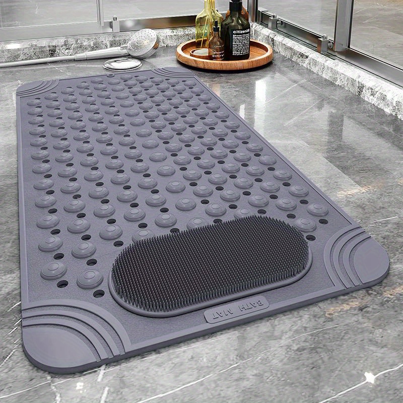 Wet Floor Non-Slip Bathroom Mat for Elderly & Kids, Bath Mats for Tub, Shower  Mat with Drain Holes Suction Cups 