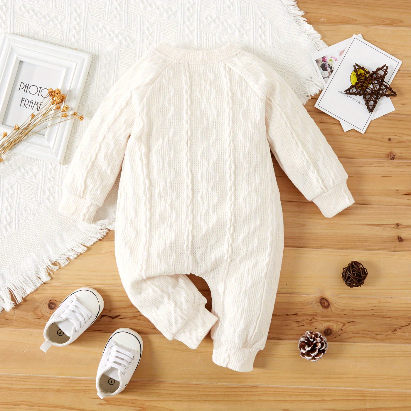 Infant Baby Romper Long Sleeve Cable Knit Sweater Jumpsuit - Temu