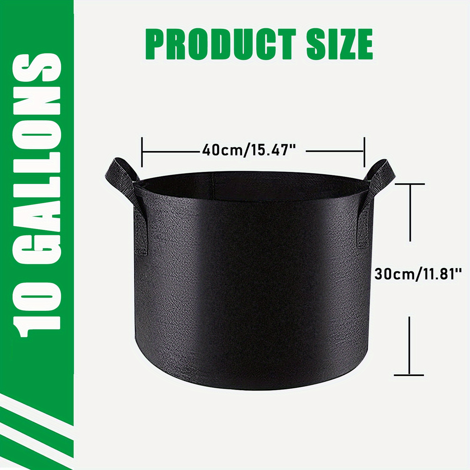 iGarden Grow Bags Tall, 10 Gallon Grow Pots 6 Pack with Handles