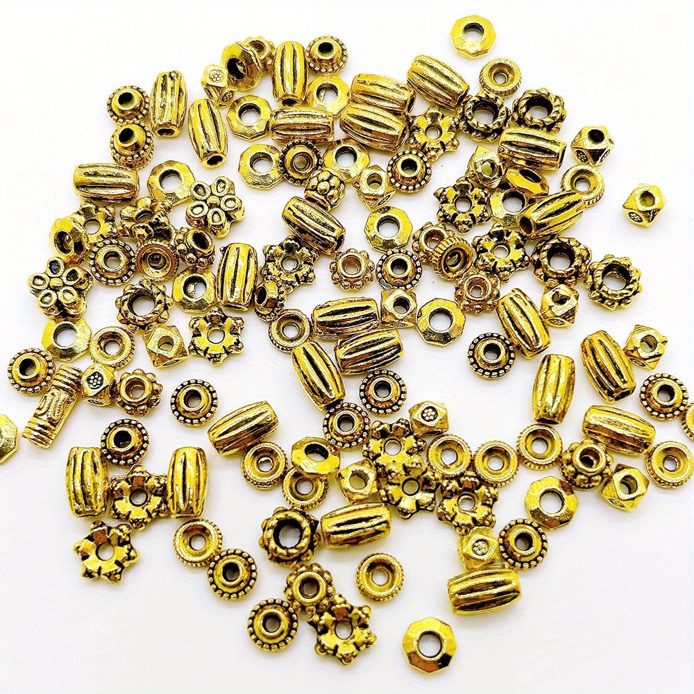100pcs Gold Tone Alloy Rhinestone Metal Beads Large Hole Loose